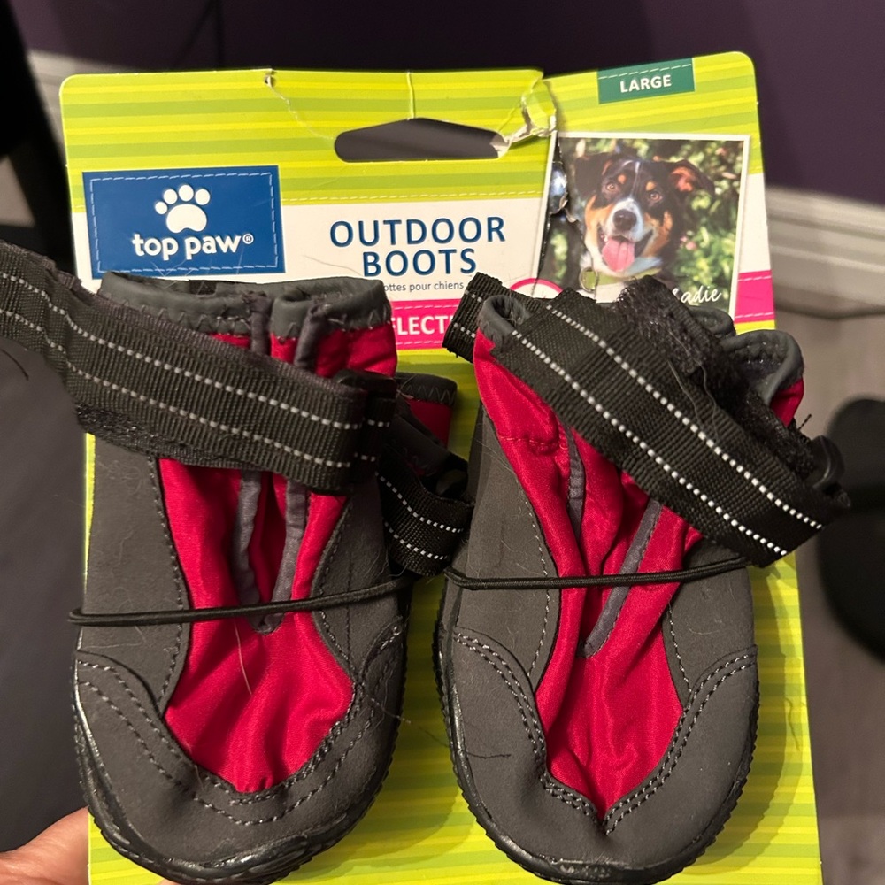 Top Paw Outdoor Dog Boots - Red and Gray